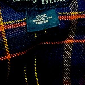 Stylish Navy and Orange Plaid Shirt